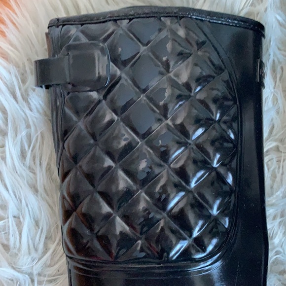 Hunter Refined Quilted Gloss Black Tall Rain Boots - Picture 11 of 12